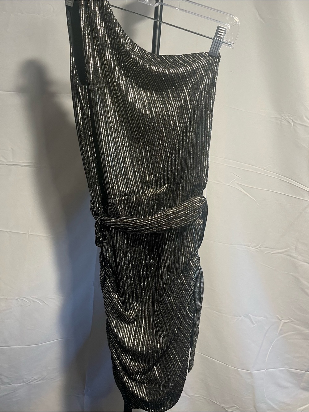 Melissa Odabash One-Shoulder Ruched
Metallic Ribbed Knit Mini Dress XS - Picture 9 of 14